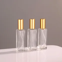 10Pcs/lot 20ml Transparent Glass Spray Bottle Sample Glass Vials Perfume Atomizer Gold Silver Black Cap