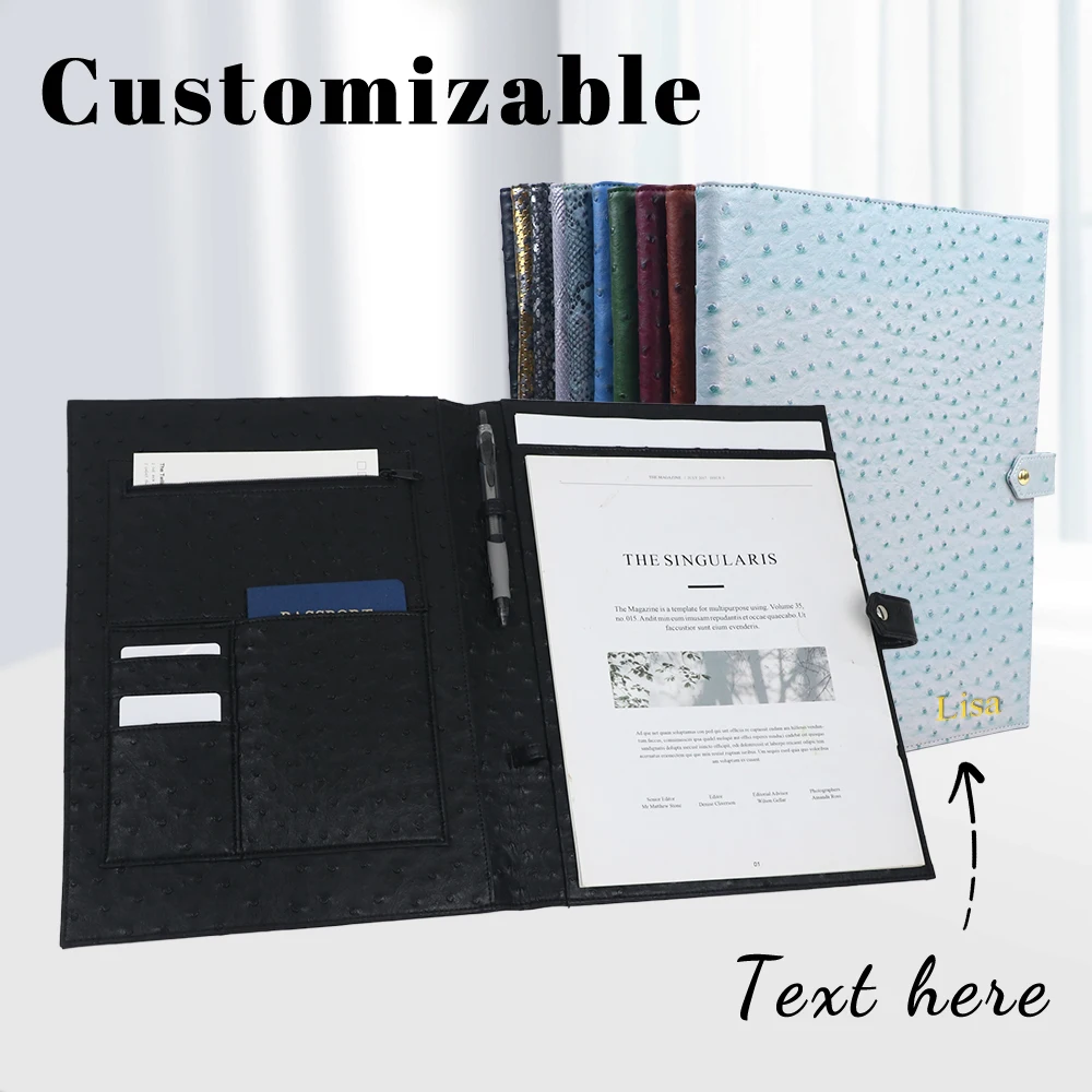 Customized name rare animal pattern business folder portable large-capacity multi-functional data office wallet storage