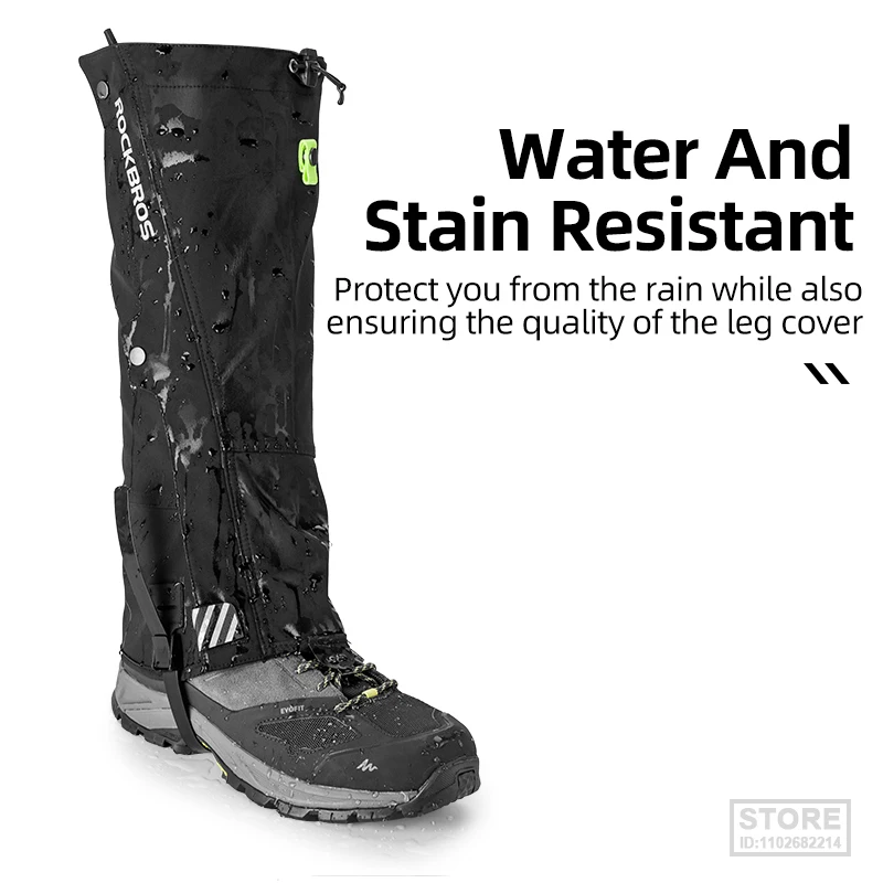 ROCKBROS Legging Gaiter Outdoor Travel Leg Warmers Hiking Skiing Waterproof Winter Shoe Cover Boot Tourist Foot Protection Guard