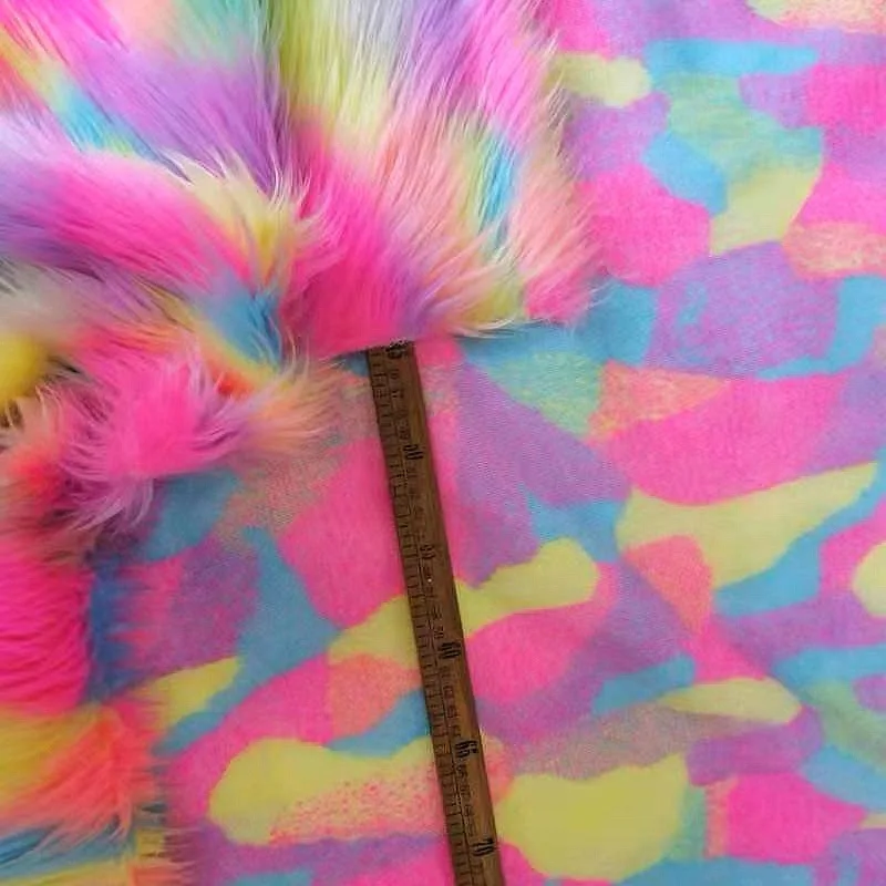 1yard Jacquard falling water rolling plush colorful faux fur plush clothing fabric for patchwork