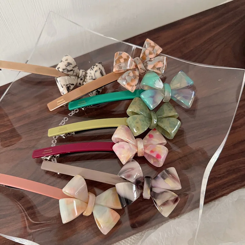 Woman Three-dimensional Bow Acetate Hair Clips Ladies Spring Clip Hairpins Bangclip Headwear Barrettes Side Clip French Clips