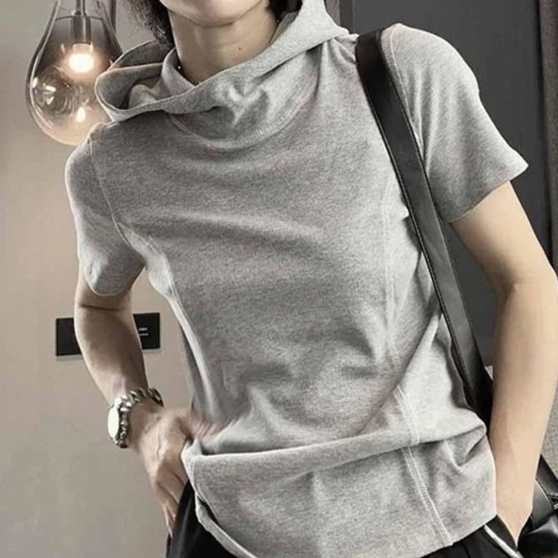 

Hooded Short Sleeve T-Shirt Women's Summer 2026 Shirt Slim Fit Design Half Sleeve T-Shirt Top