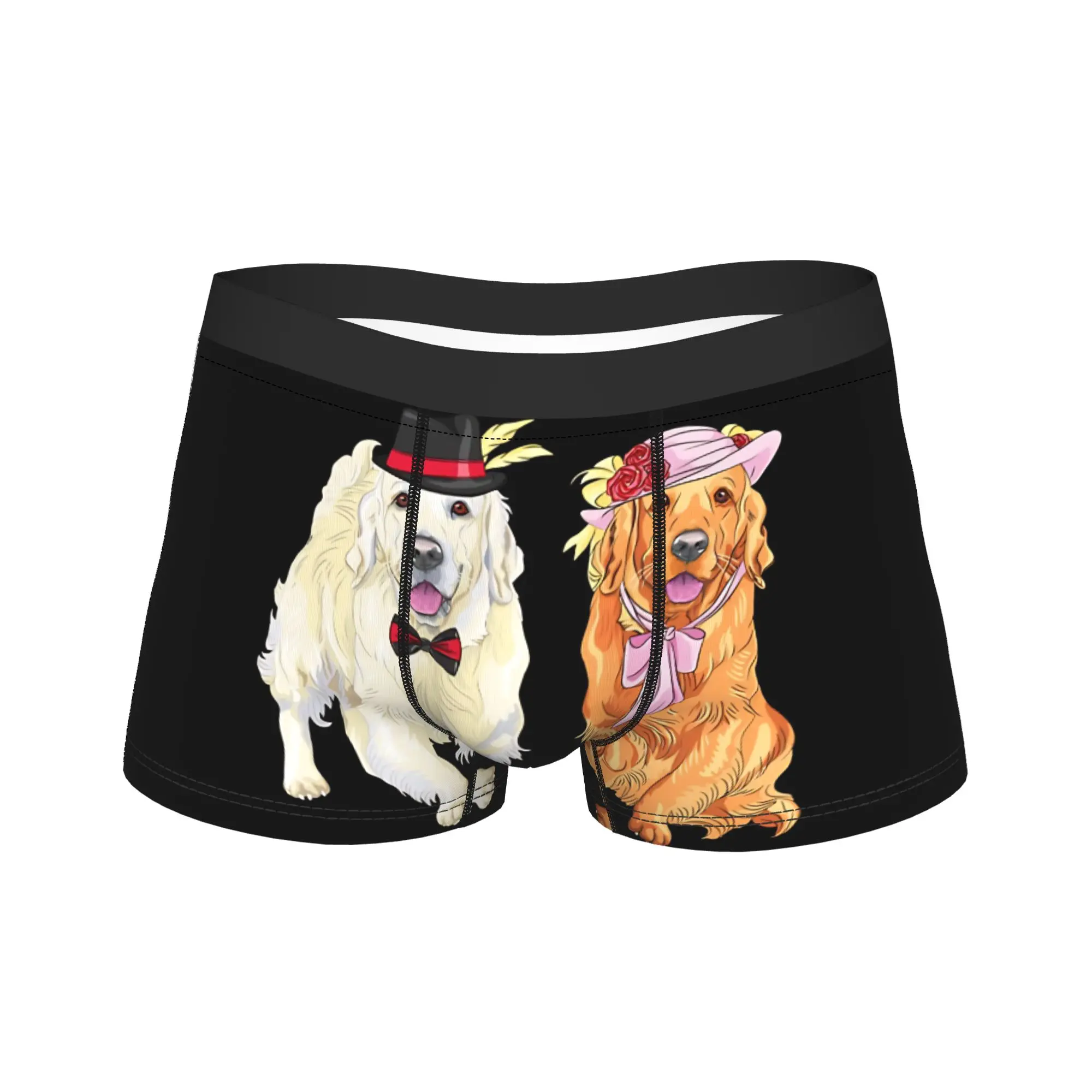 Golden Retriever Couple Underwear  Design Trunk Hot Sale Men Panties Novelty Shorts Briefs Birthday Gift
