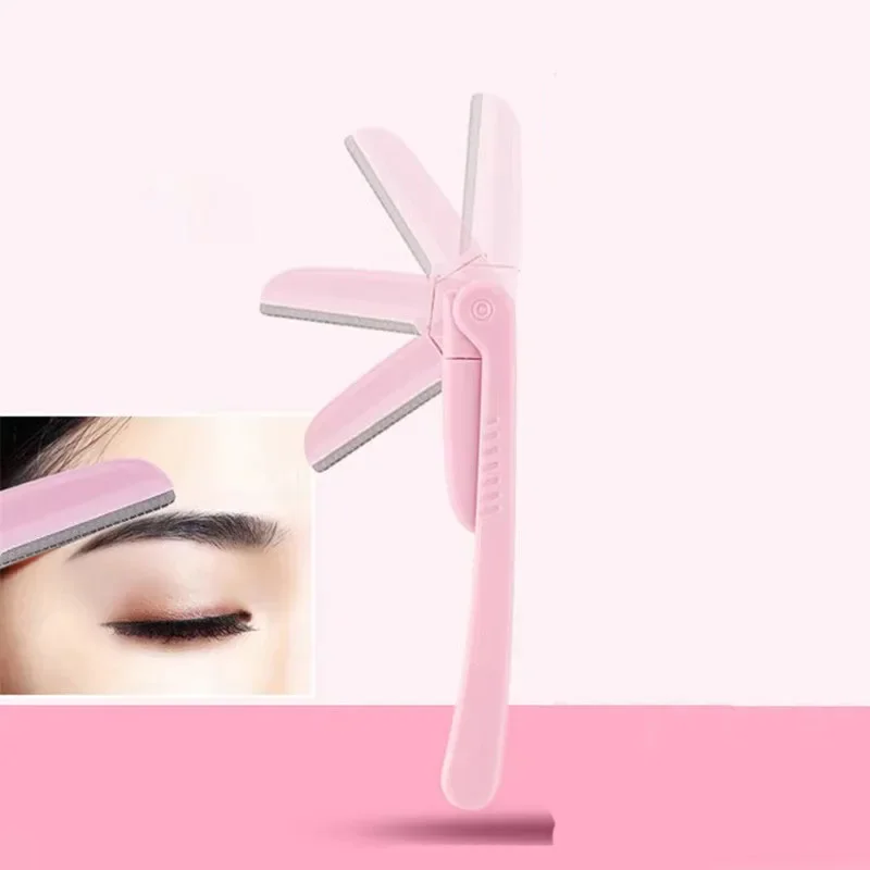 3PCS Portable Eyebrow Trimmer Safe Eyebrow Shaper Foldable Eyebrow Trimmer Razor Blade Razor Women's Makeup Tools