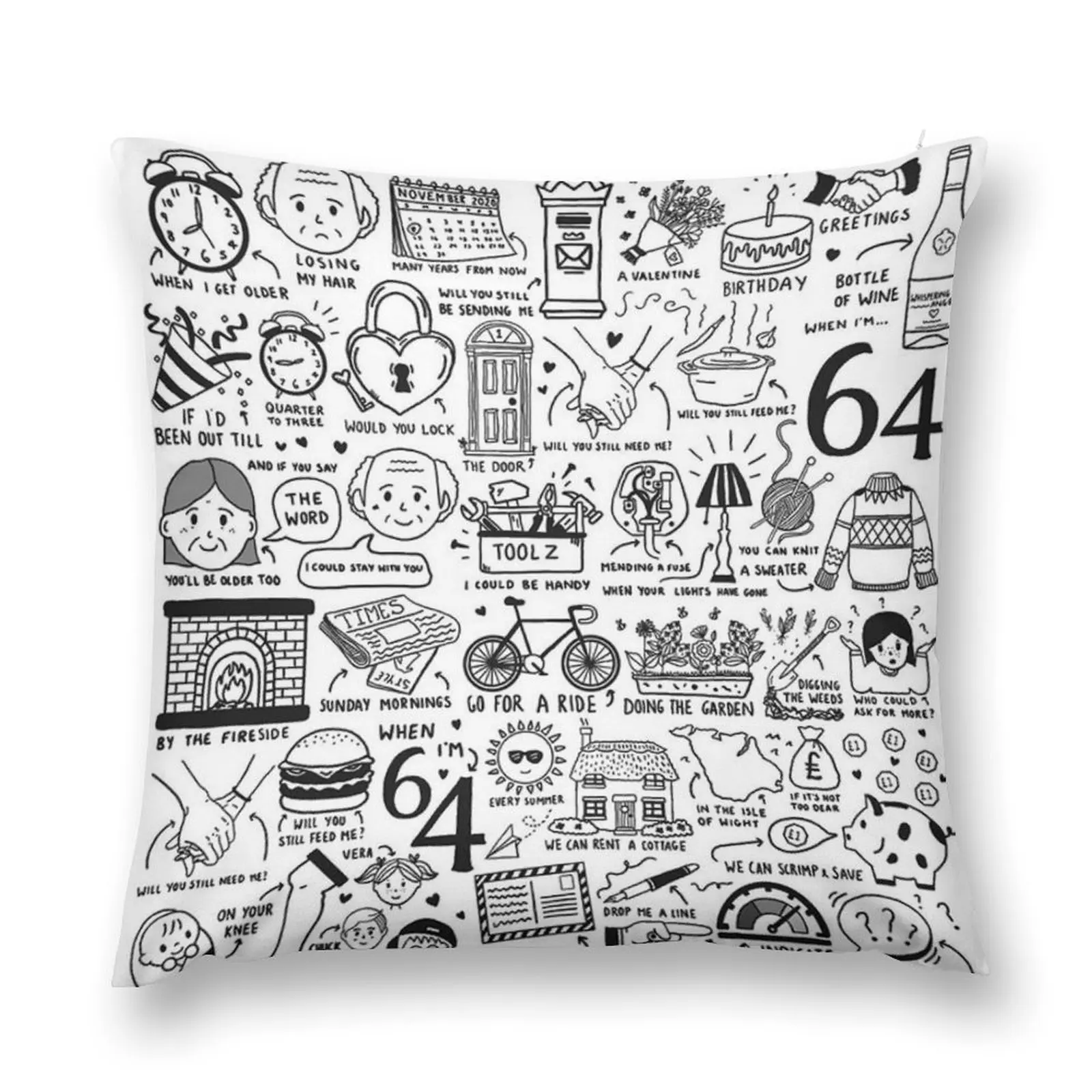 When I’m Sixty Four Throw Pillow Couch Cushions Pillowcases Bed Cushions Sofa Cushions pillow