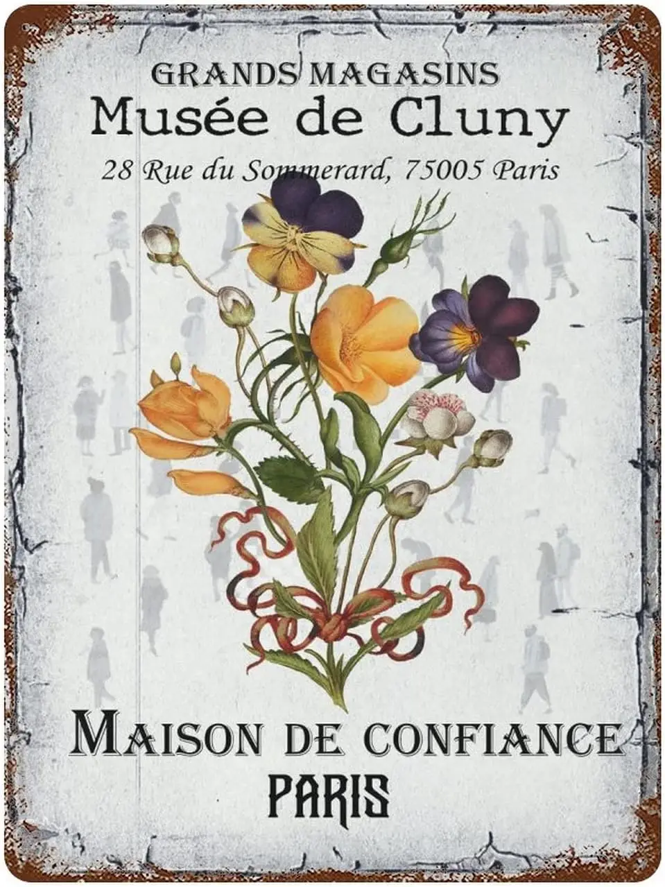 Aluminum Sign French Shabby Chic Flower Bouquet Retro Metal Tin Vintage Sign, Style Signs Kitchen