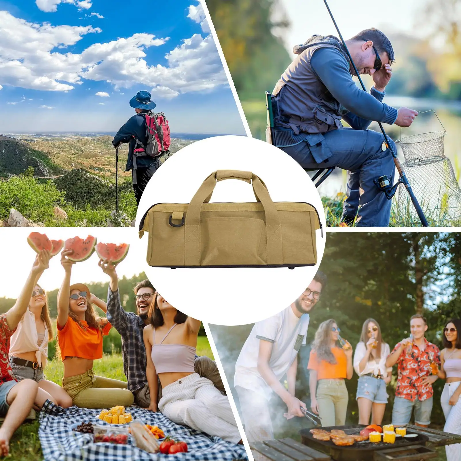 

Сумка для инструментов для палатки, многофункциональный органайзер большой вместимости, сумка для колышков для палатки с ручкой для походов, кемпинга, альпинизма на открытом воздухе