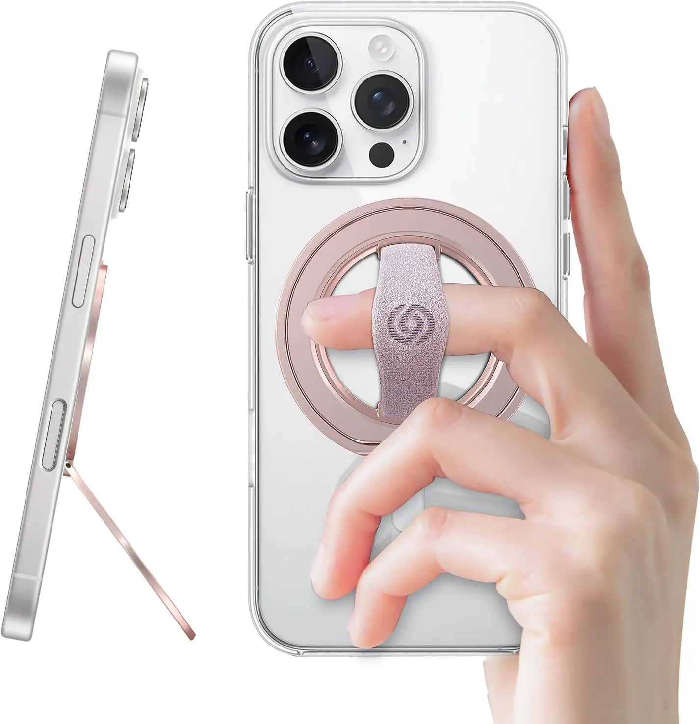 

Совместимый с MagSafe съемный магнитный кольцевой кронштейн, ручка для мобильного телефона, ремешок на палец для iPhone16, 15, 14, 13, 12, серия, белый