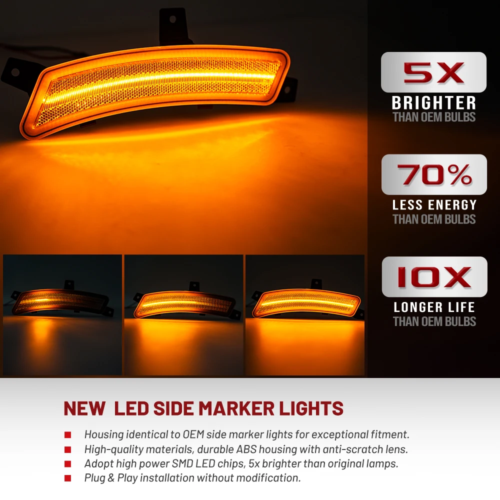 2個 LEDバンパーサイドマーカーランプ 2025年以降 シボレー タホ GMC ユーコンXL キャデラック エスカレードESV用 ウインカーランプ 新型