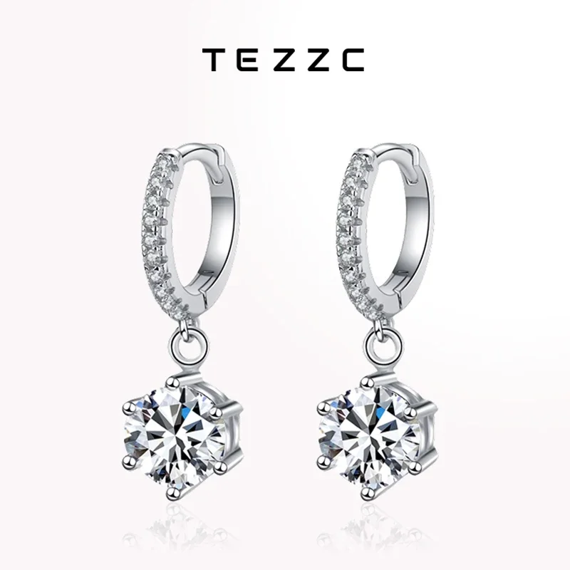 

Tezzc 0.5ct 1ct Moissanite Huggie Hoop Drop Earrings for Women Wedding S925 Sterling Silver Lab Diamond Earring Fine Jewelry