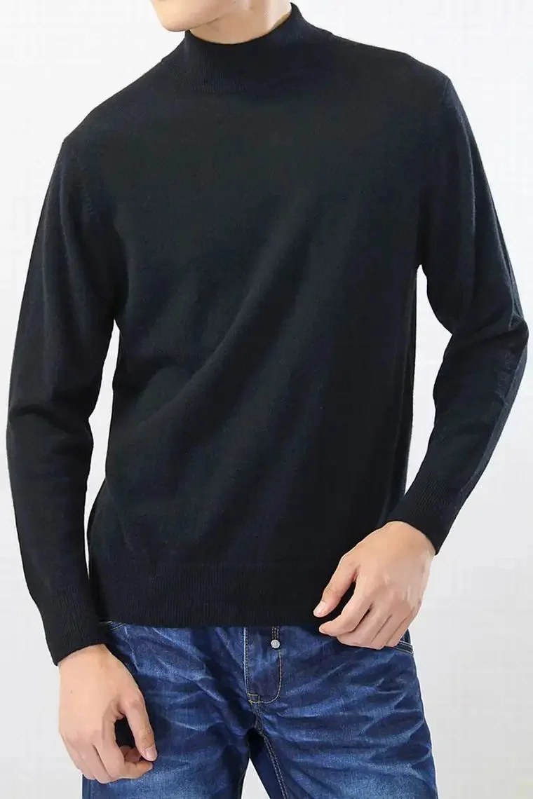 100�shmere sweater Men Business Pullover Black Gray Navy Turtleneck Natural Fabric High Quality Stock Clearance Free Shipping