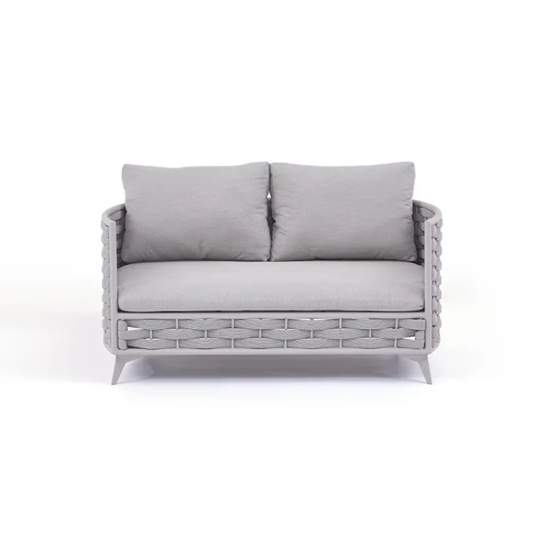 

Modern luxury outdoor aluminum courtyard furniture set handmade rope courtyard all-weather villa garden combination sofa
