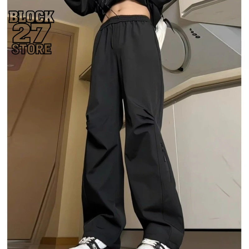 

Мужские брюки Harajuku, походные повседневные брюки для бега, американские летние уличные тактические свободные водонепроницаемые тонкие модные стильные новые