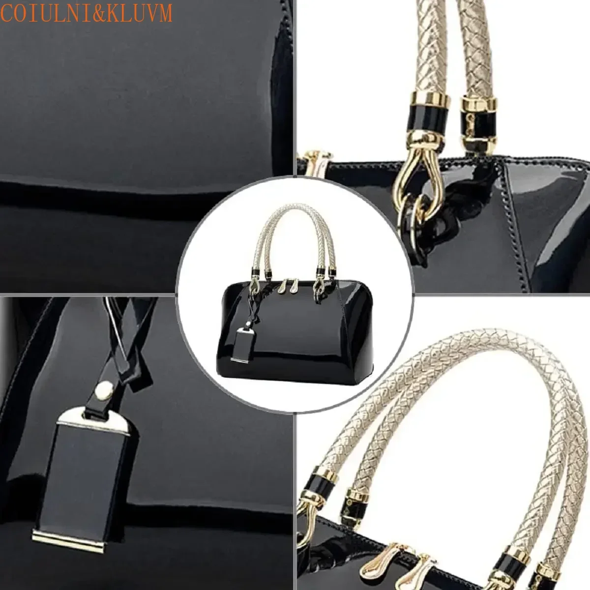 【COIULNI&KLUVM】XingChen Shiny Patent Women Faux Leather Handbags Crossbody BagTop Handle Purse Satchel Bag designer Shoulder Bag