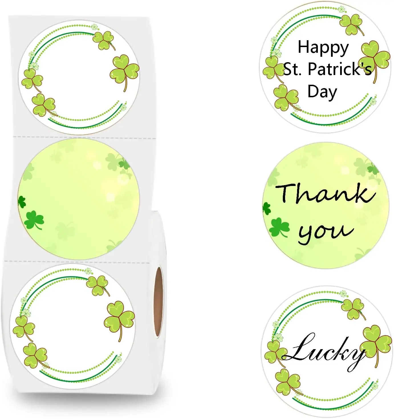 t. Patrick's Day Sticker 2 Inch Direct Thermal Labels Name Tag Thermal Labels Clover Stickers Printer Labels for Small Business