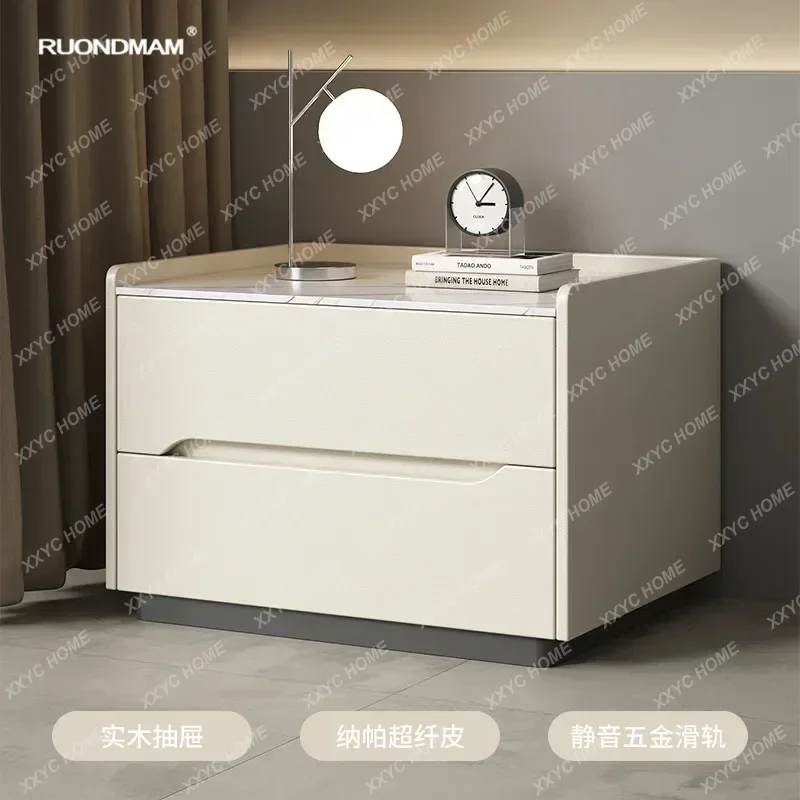 XZ  Light luxury high-grade rock slab bedside leather bedroom bedside storage cabinet