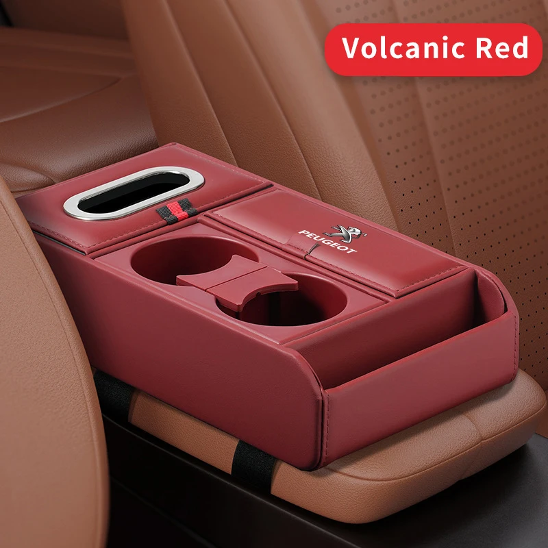 

Suitable for Peugeot 208, 308, 207, 107, 508, 607, 106, 406, 407car armrest box storage box, with tissue box, water cup holder