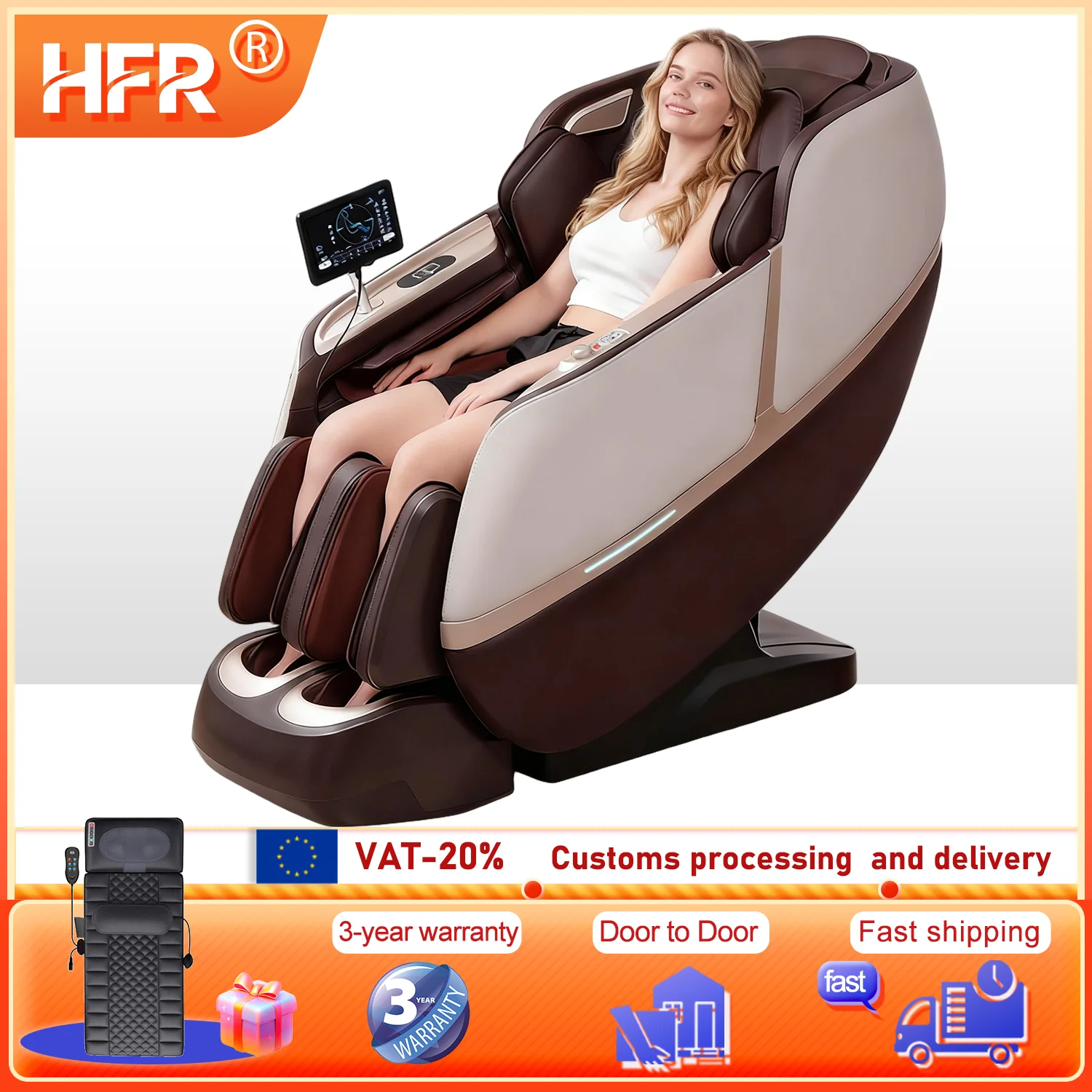 

Массажное кресло для всего тела Zero Gravity SL Трековое кресло для тела с подогревом AI Голосовое управление Тайское эластичное офисное кресло 3-летняя гарантия