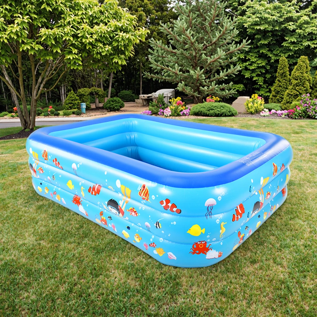 Summer Fun Rectangular Inflatable Pool for Adults Easy Set-Up and Take-Down Pool Accessories