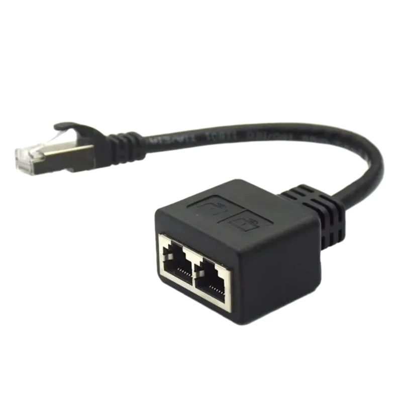 RJ45 Ethernet Cable Splitter Networks Adapter Cord Ethernet Splitter 1 to 2 Cable for Cat 7 LAN Ethernet Connector Wire