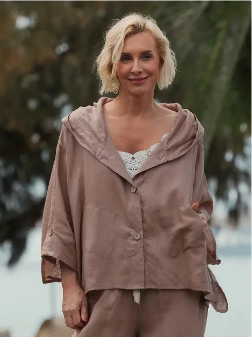 

Fashionable Button Hooded Top + Wide-leg Pants Two-piece Sets Women Solid Color Summer Casual Shirt Trousers Suit For Women 2025