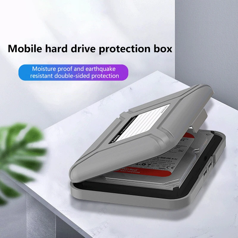 

【W】3.5 Inch Portable Hard Drive Bags & Case HDD Protective Moisture-proof Storage Box for HDD Black Hard Drive Box