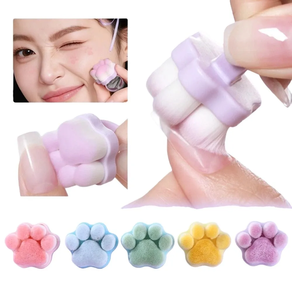 Cute Plastic Nail Dust Brush Soft Bristles Finger Ring Style Manicure Dust Clean Brush Cat Paw Design Powder Brushes Nail Art