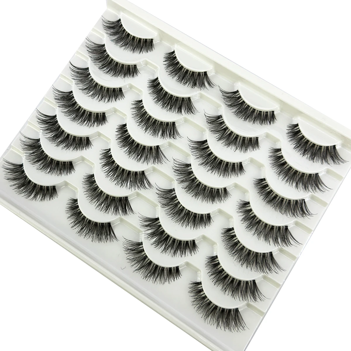 New Cat Eye Lashes Natural Look Short Lashes Wispy with Clean Band 15mm Hand-Knotted Manga False Eyelashes 14Pairs