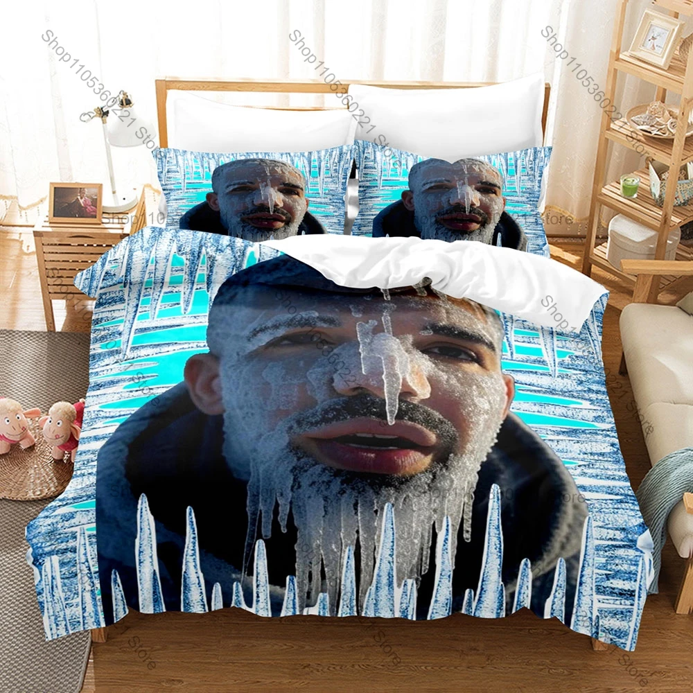 Drake Iceman Themed Bedding Set, Duvet Cover & 2 Pillowcases, Creative Graphic Pattern Breathable Fabric All Season