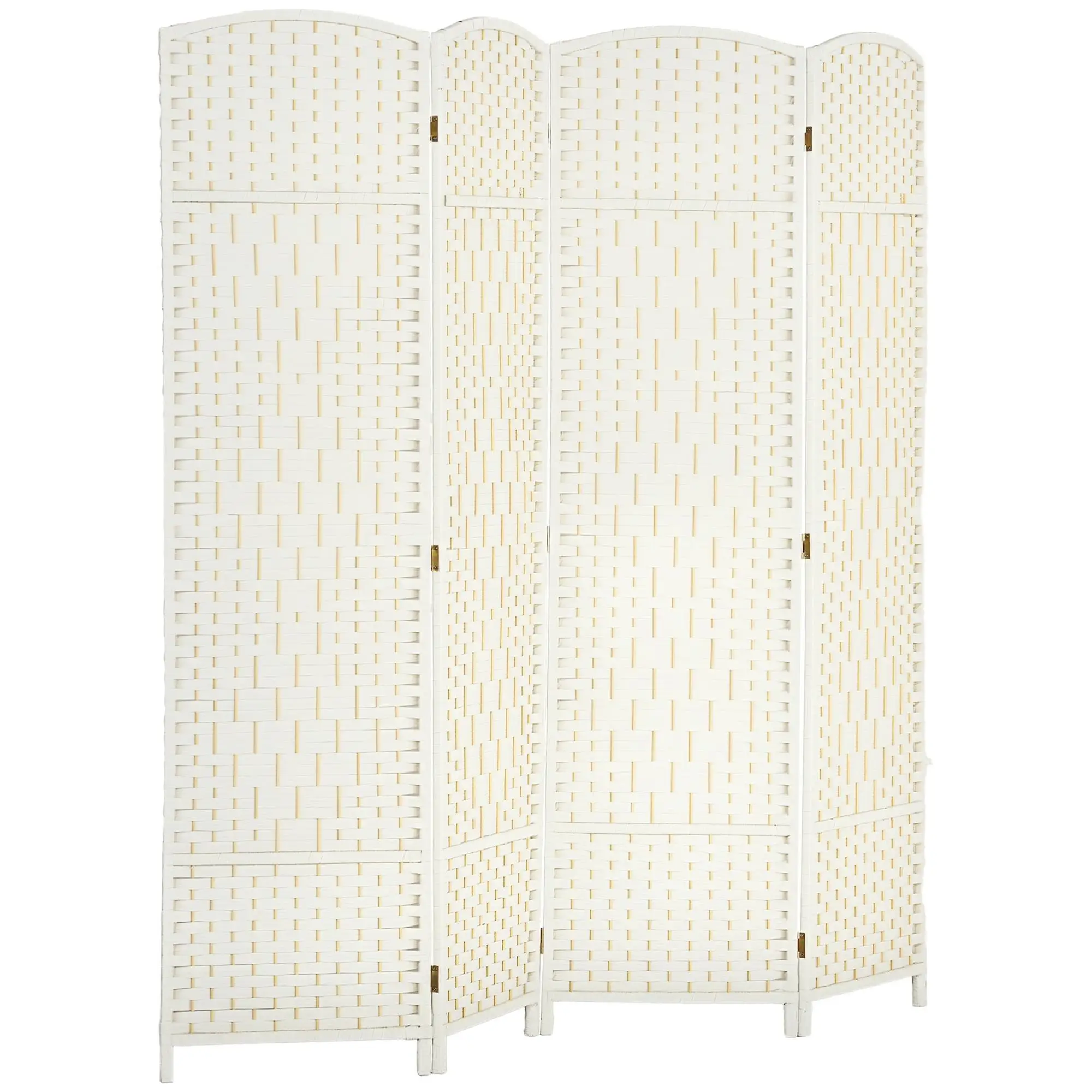 HOMCOM Paravent pliable 4 pièces 180 × 180 cm Bois de pin blanc Polypropylène