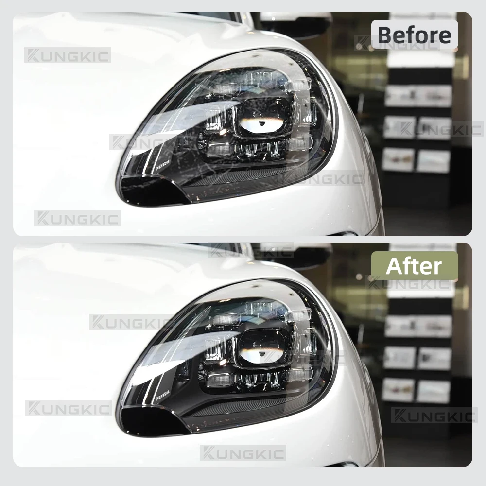 For Porsche Macan 2014 2015 2016 2017 Car Headlight Film Clear Smoked Protection Anti-scratch Sticker Exterior TPU Front Decal view 3
