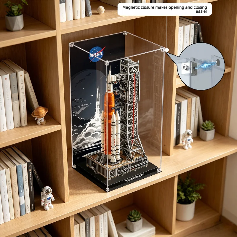 Premium Acrylic Display Case for Lego 10341 NASA Artemis Dustproof Magnetic Door Display Case Model 10341 Space Launch System