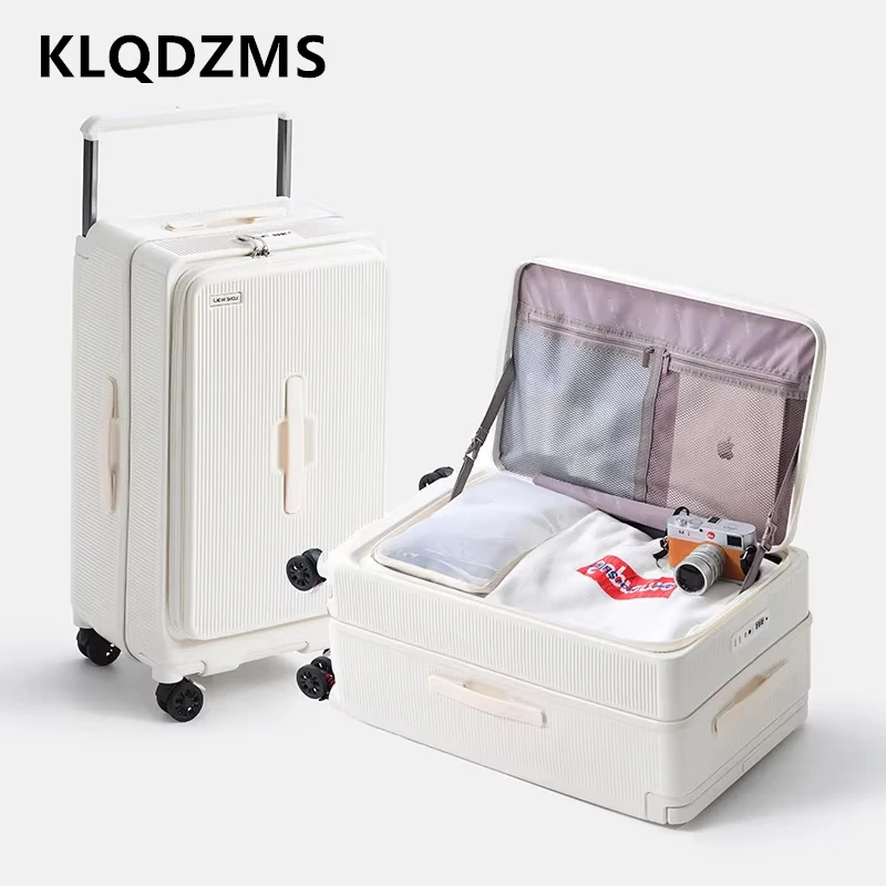 KLQDZMS Travel Suitcase Front Opening Boarding Box Multifunctional Trolley Case 20"24"26"28 Inch Strong and Durable Luggage