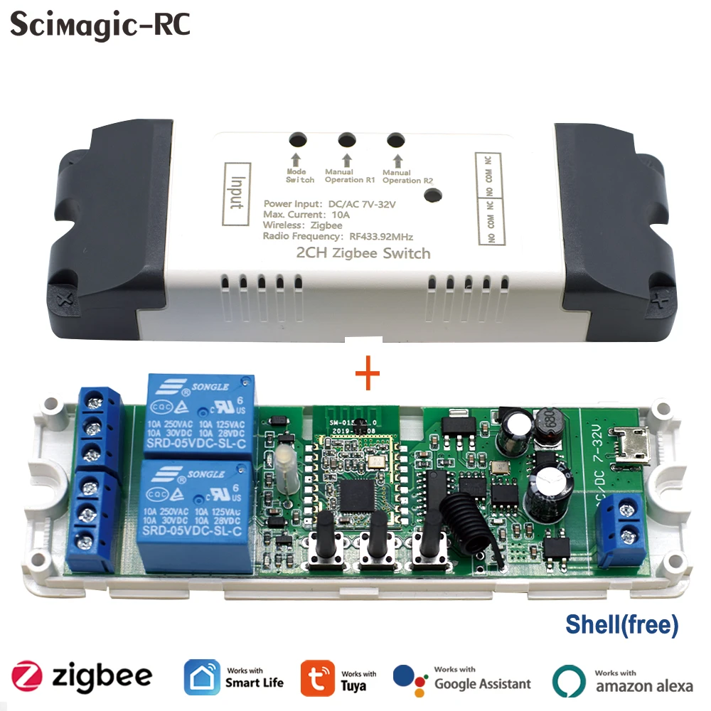 

Умный релейный модуль Zigbee Tuya, Домашняя автоматизация, 1/220 каналов, 5 в постоянного тока, 7-32 В переменного тока, в, RF433Mhz, дистанционное управление, релейный выключатель, работа с Alexa