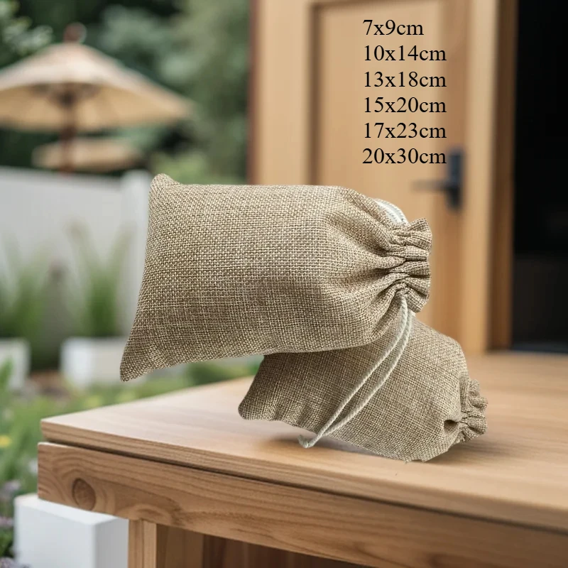 

46pcs Big Storage Capacity Jute Burlap Gift Bags Featuring Drawstring Pouch Sachet Packaging for Christmas Wedding Party Favors