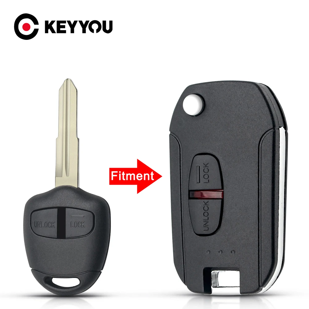 KEYYOU Modified For Mitsubishi Lancer EX Evolution Grandis Outlander Blank Key Shell Fob Cover Left Blade Flip Folding