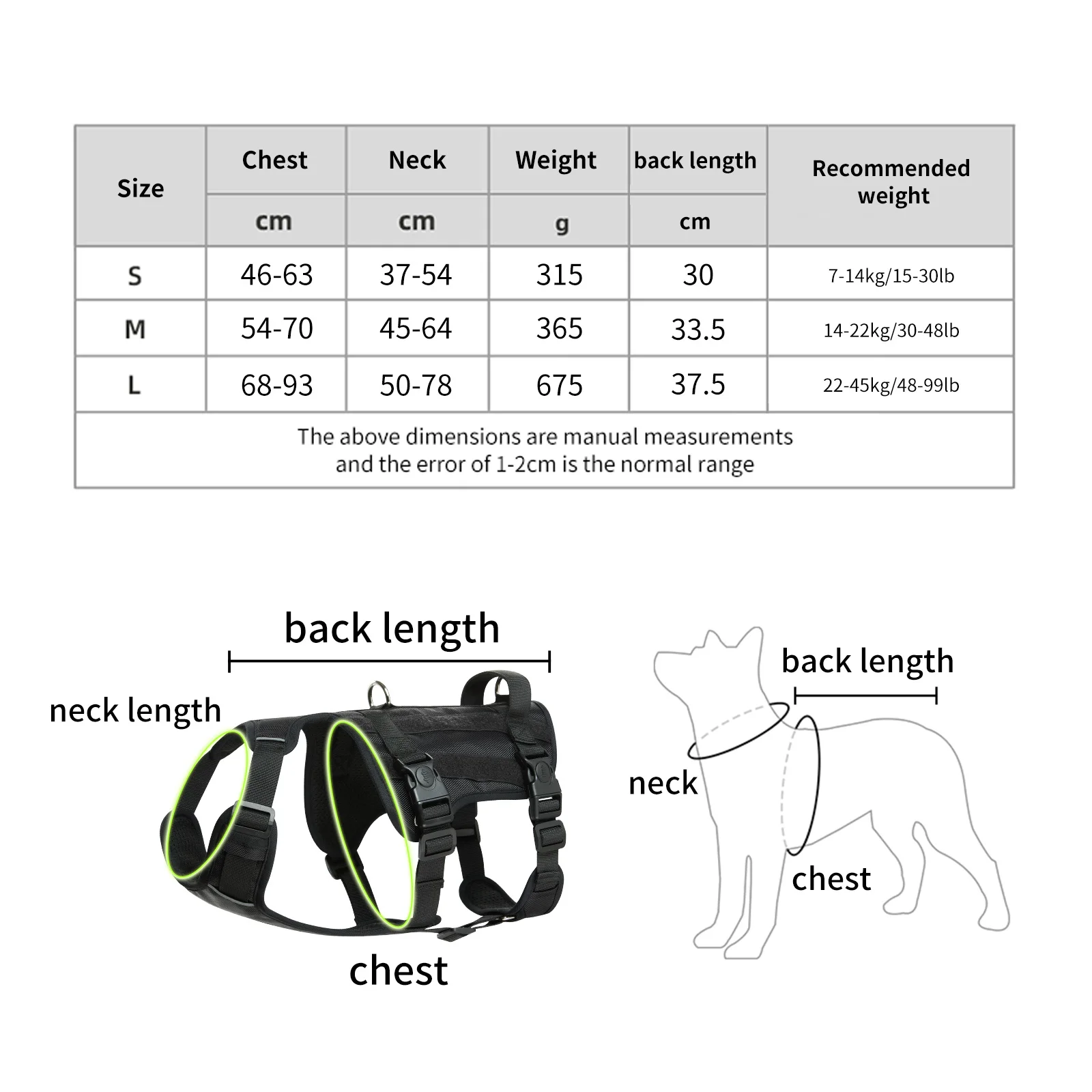 Huisdierharnas voor honden GEEN PULL Verstelbaar harnasvest Reflecterend ademend tactisch hondenharnas met opbergtas Oxford-stof