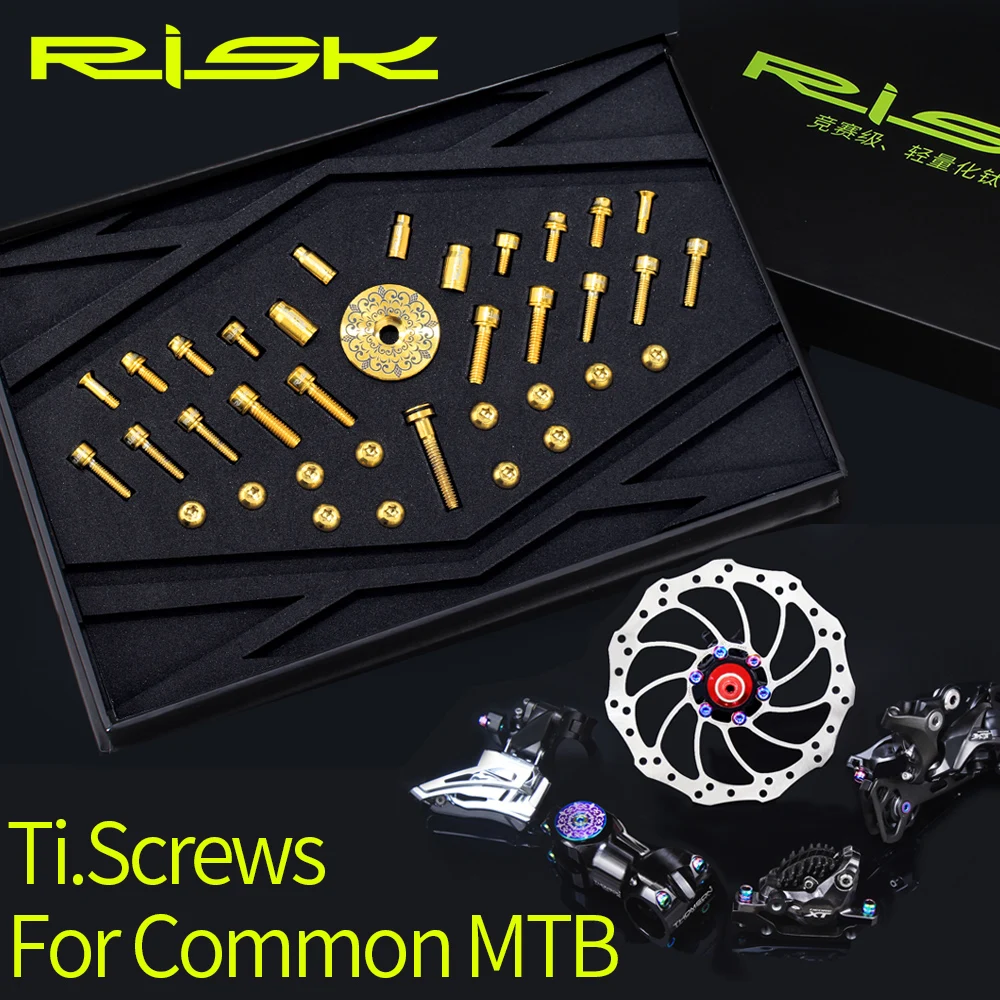 RISK 36pcs Common MTB Road Bike Screw Kit Titanium Alloy Fixing Bolts Stem Cap Exquisite Packaging Ultralight Bike Accessories