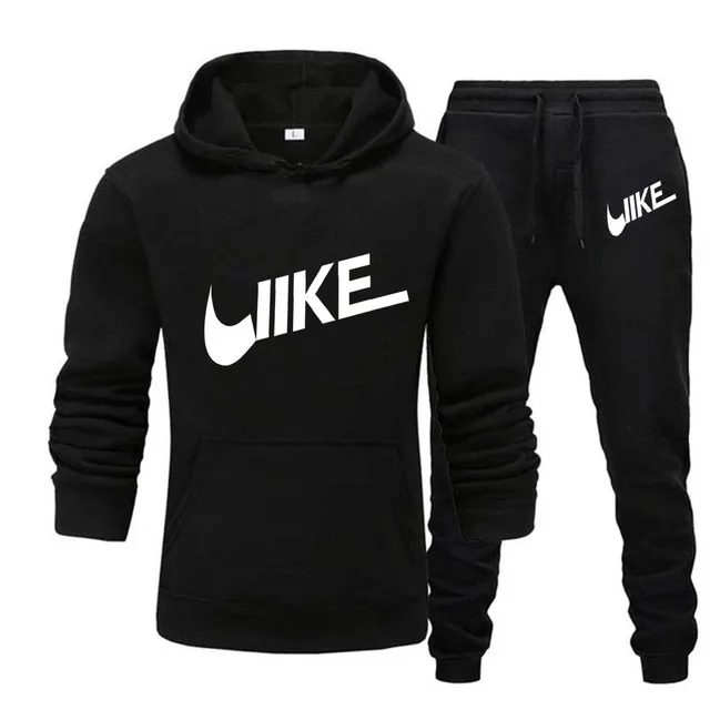 2 Pieces Sets Tracksuit Hooded Sweatshirt +Drawstring Pants Male Sport Hoodies Running Sportswear Men