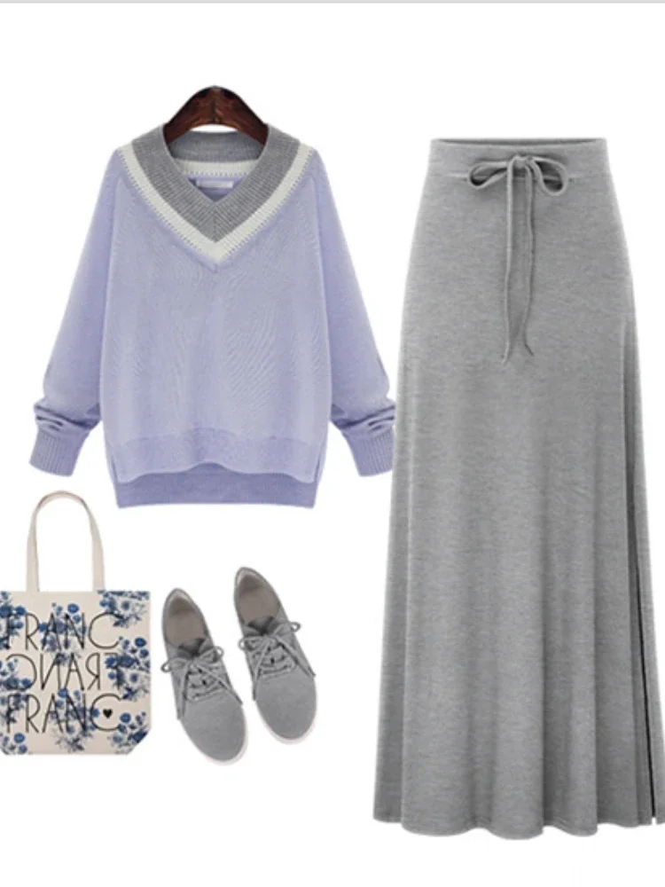 Plus Size Cotton Elastic Waist A-line Skirts Casual Autumn Mid Length Women Skirts 2023 Hip Slim Female Long Shed Bowknot Skirts