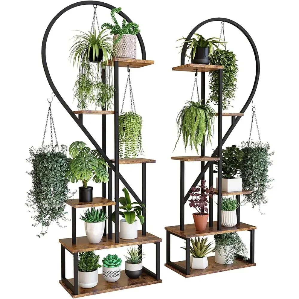 

6 Tier Metal Plant Stand, Creative Half Heart Shape Ladder Plant Stands for Indoor Plants Multiple, Black Plant Shelf Rack