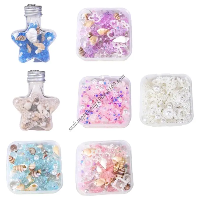

Q6RB Resin Craft Container Filled With Glittering Shells Home Decoration