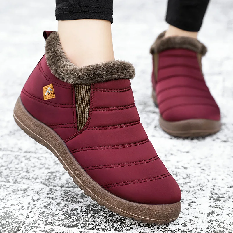 Winter Women's Men Warm Non-slip Flat Shoes Lightweight Casual Soft Snow Boots Comfortable Plugging Thickening Shoes