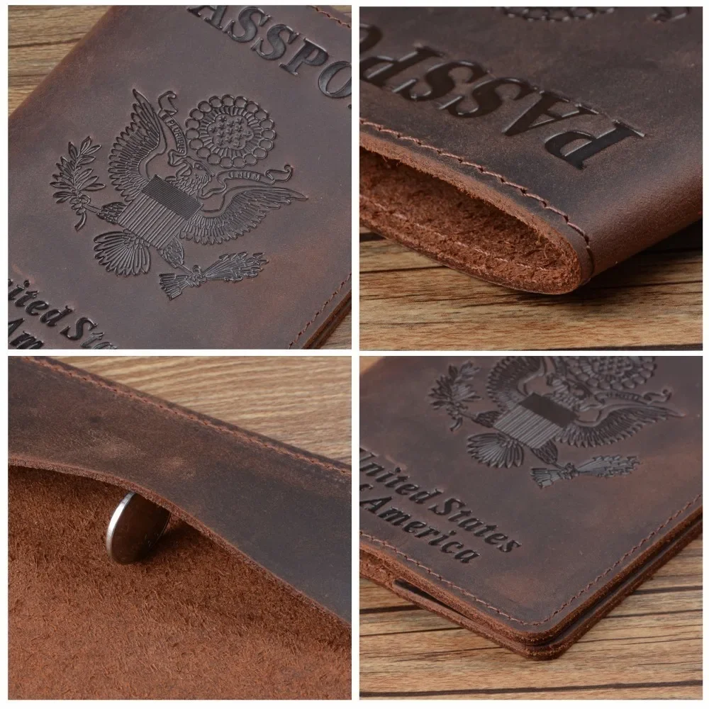 Moterm Genuine Leather Passport Cover for United States of America Solid Credit Card Holder Business Passport Case Travel Wallet