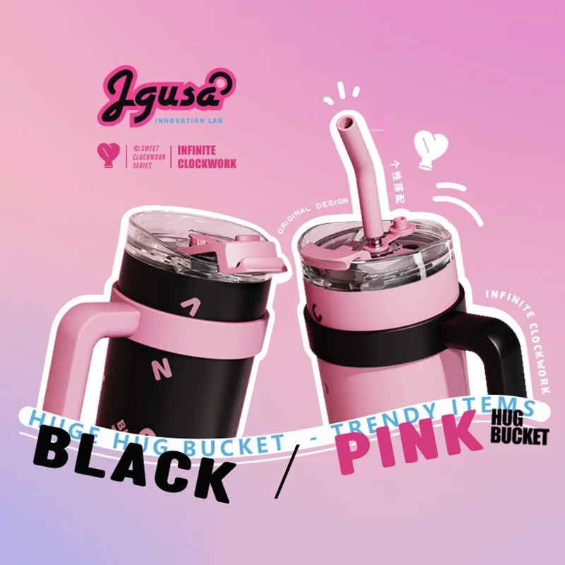 BLACKPINK Big Mac 40Oz Ice Cream Cup High-Looking Girl Handle Straw Cup Car Portable Cup