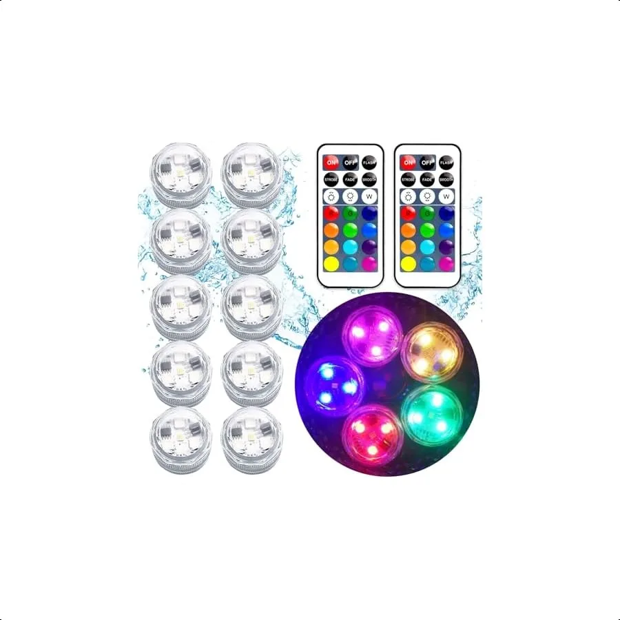 

Mini Submersible LED LightsSmall Waterproof LED Tea Lights Candle with Remote Battery led Operated RGB Color Changing for Vase