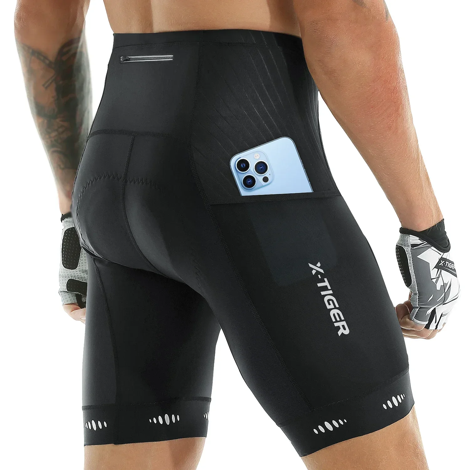X-TIGER Herren-Radhose mit Gesäßtasche, gelpolstert, atmungsaktiv, MTB-Fahrradshorts, Mountainbike, Rennrad, Reiten, halbe Hose, Strumpfhosen – Detail 11