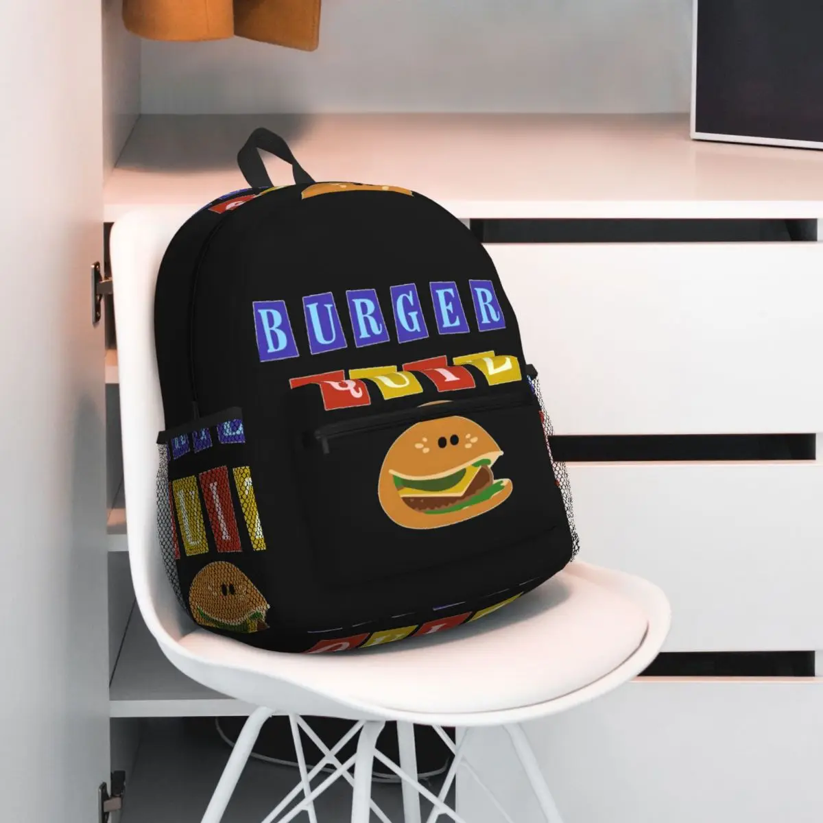 Burger Quizz New Logo Backpack Student BookBag Children School Bag Laptop Shoulder Bags for Men Women