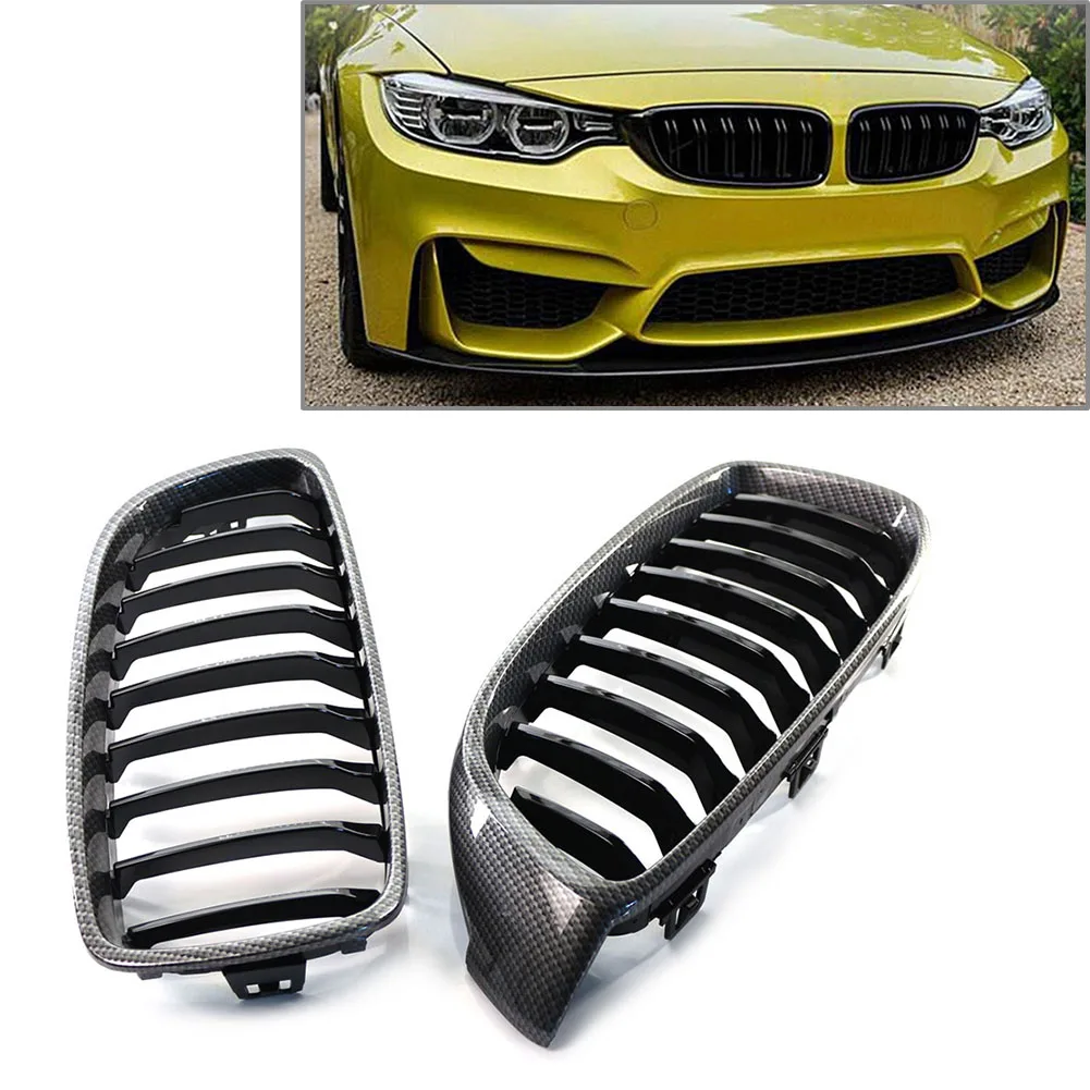 

2Pcs Car Front Kidney Grille Replacement Grills Carbon Fiber Color For BMW 4 Series F32 F33 2013 2014 2015 2017