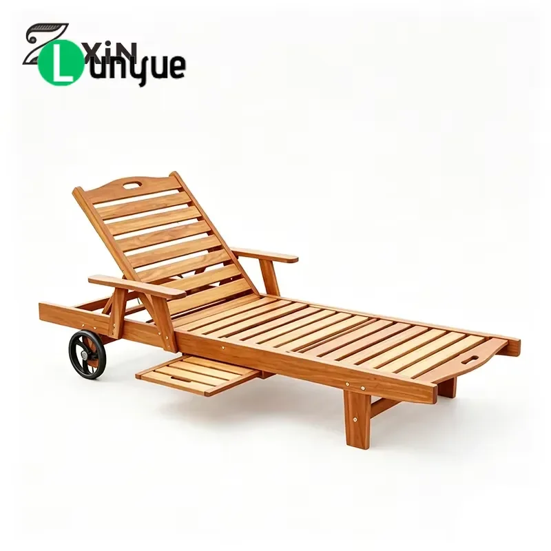 Teak Outdoor Garden Furniture Beach Lounge Chairs Sunbathing Chair for Hotel Swimming Pool Patio Backyard Durable Wood